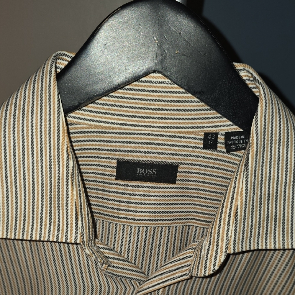 Boss Casual Button Down Shirt Black and Cream